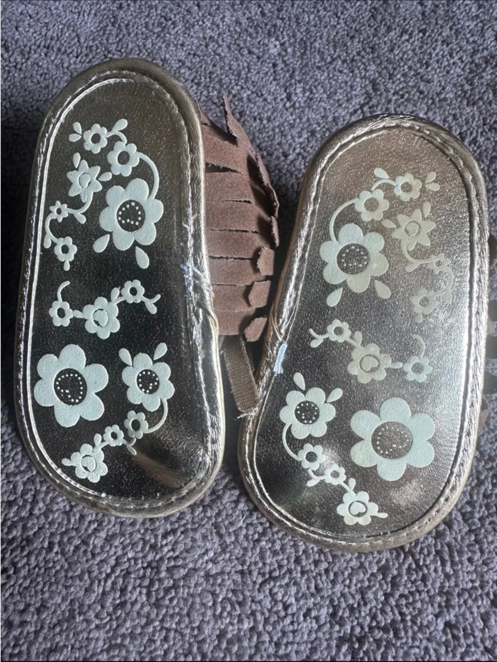 Girls' Fringe Metallic Sandals - Gold